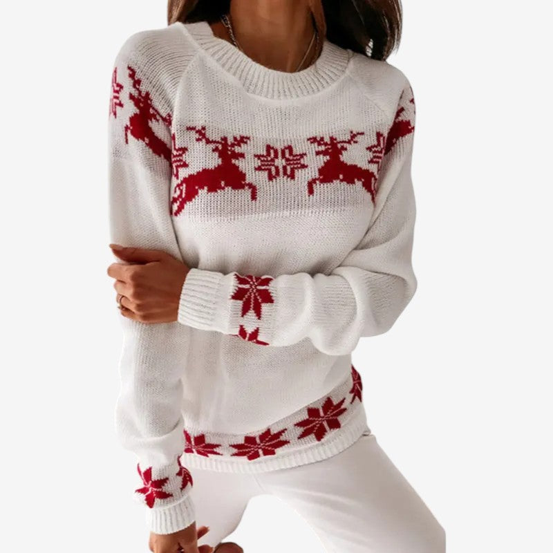 Amelia – Maglione a maniche lunghe con stampa e scollo rotondo