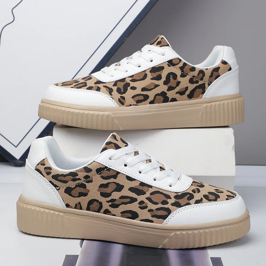 Lelia | Sneakers Platform in Tela con Dettagli Leopardati