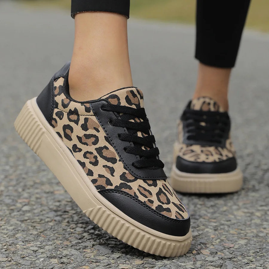 Lelia | Sneakers Platform in Tela con Dettagli Leopardati