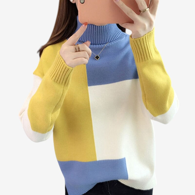 Ariana - Maglione a manica lunga con collo alto e dettagli a coste