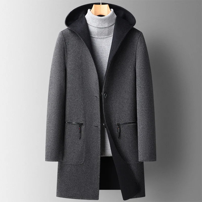 Zino | Cappotto Uomo in Misto Lana con Cappuccio
