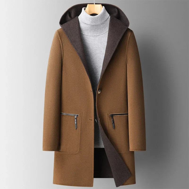 Zino | Cappotto Uomo in Misto Lana con Cappuccio