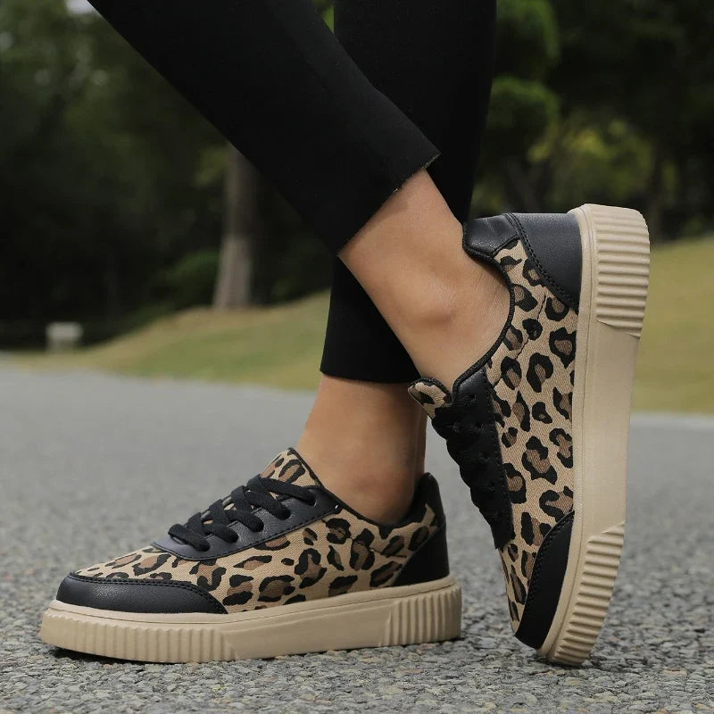 Lelia | Sneakers Platform in Tela con Dettagli Leopardati