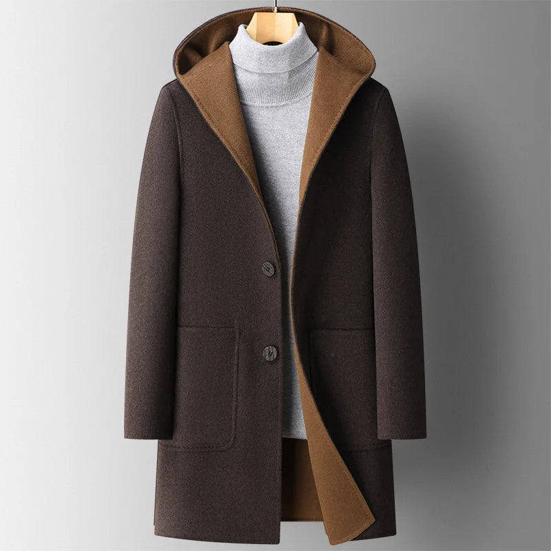 Zino | Cappotto Uomo in Misto Lana con Cappuccio