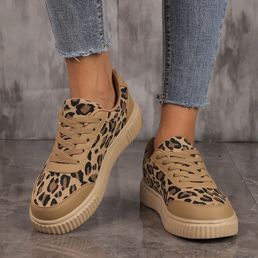Lelia | Sneakers Platform in Tela con Dettagli Leopardati