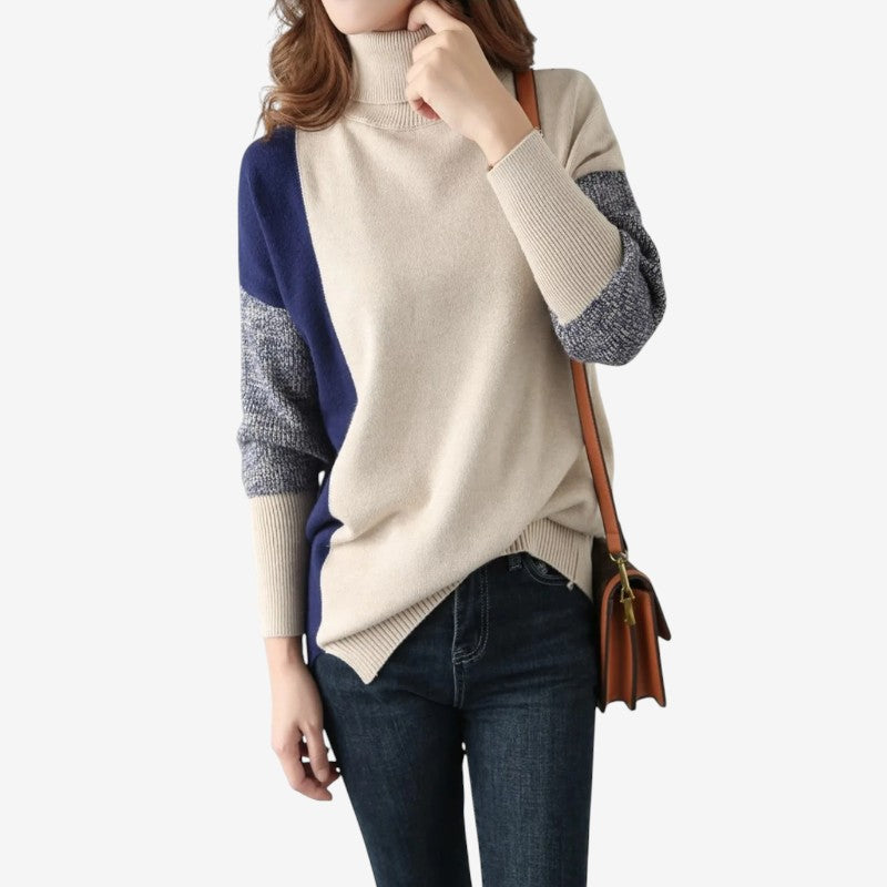 Halen – Maglione con Maniche Lunghe, Collo Alto e Dettagli a Coste