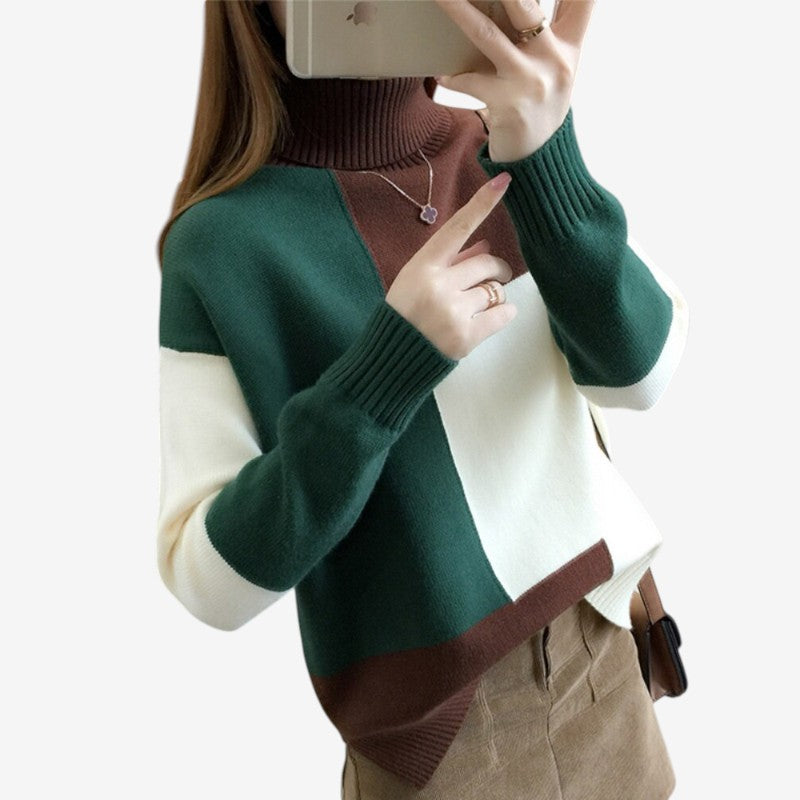 Ariana - Maglione a manica lunga con collo alto e dettagli a coste