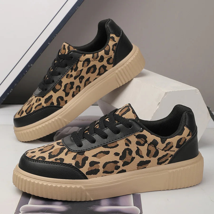 Lelia | Sneakers Platform in Tela con Dettagli Leopardati
