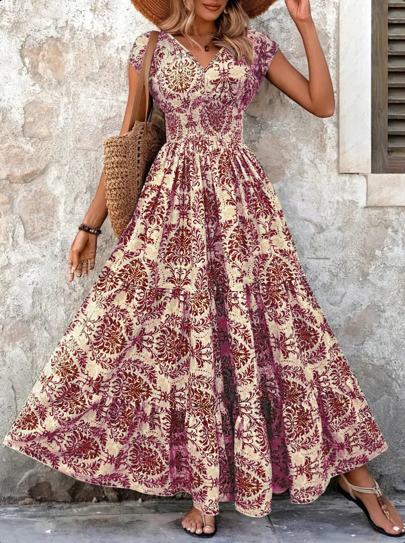 Lorena | Vestido maxi barroco con escote en V