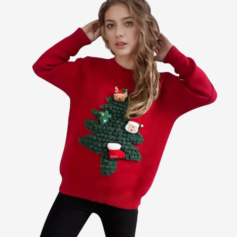 Amara – Maglione a maniche lunghe con dettaglio a coste e design ricamato