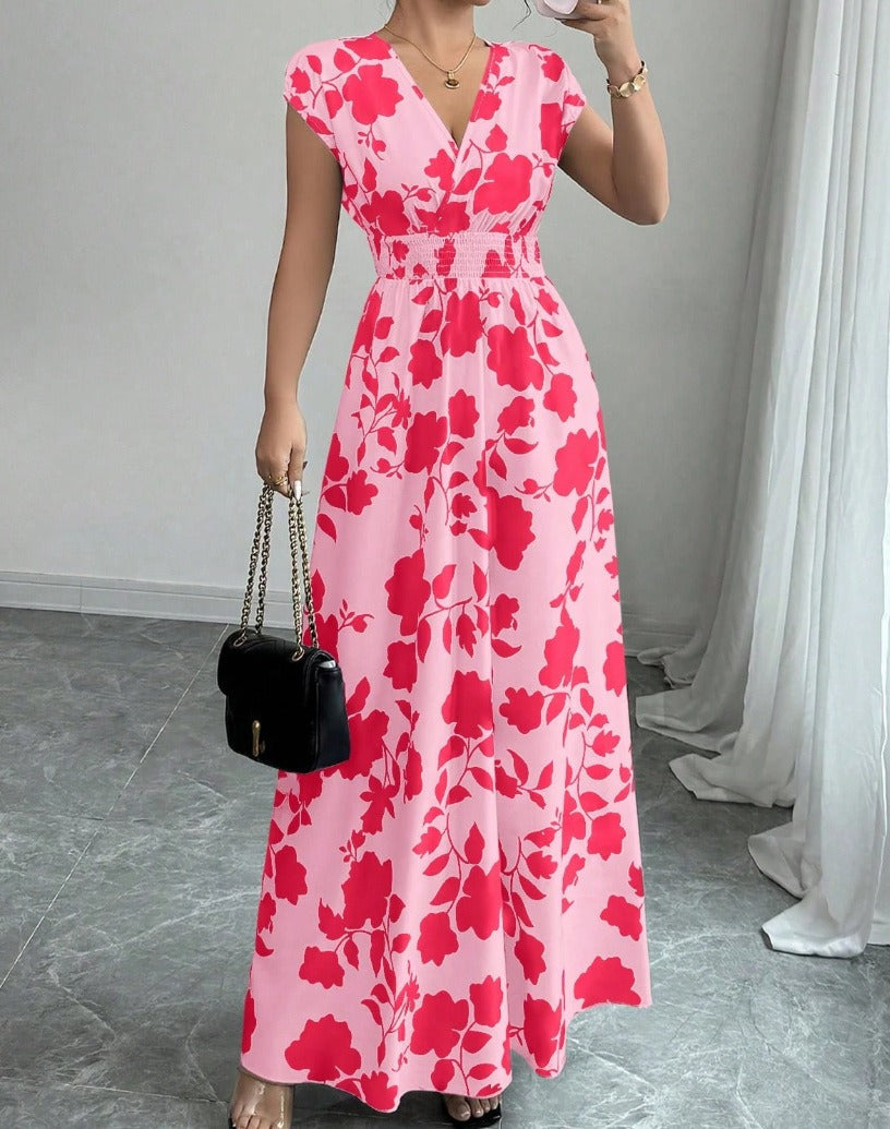 Daniela | Vestido floral largo con escote en V