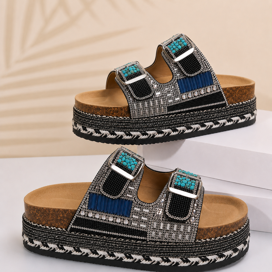 Perla | Sandalo Platform Donna - Nero