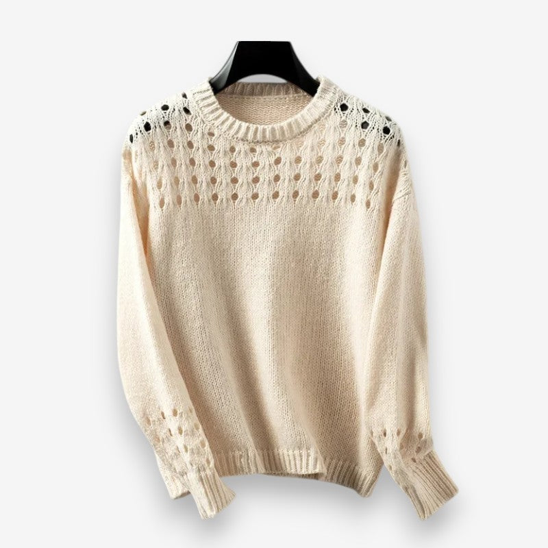 Rosalie – Maglione a maniche lunghe con orlo a coste e scollo rotondo
