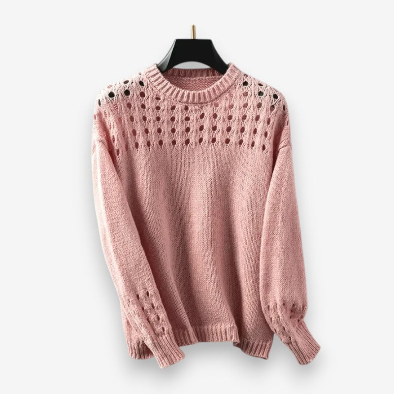Rosalie – Maglione a maniche lunghe con orlo a coste e scollo rotondo