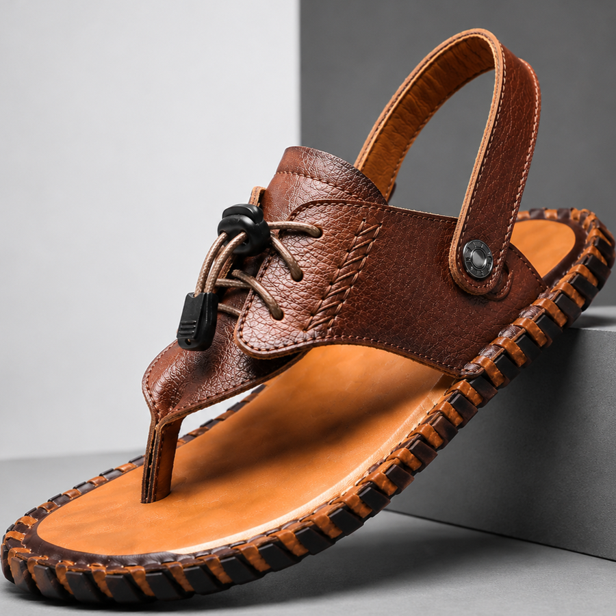 Renzo sandalo uomo cognac 2
