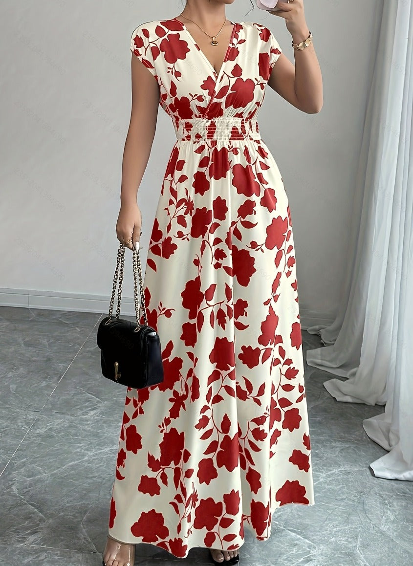 Daniela | Vestido floral largo con escote en V