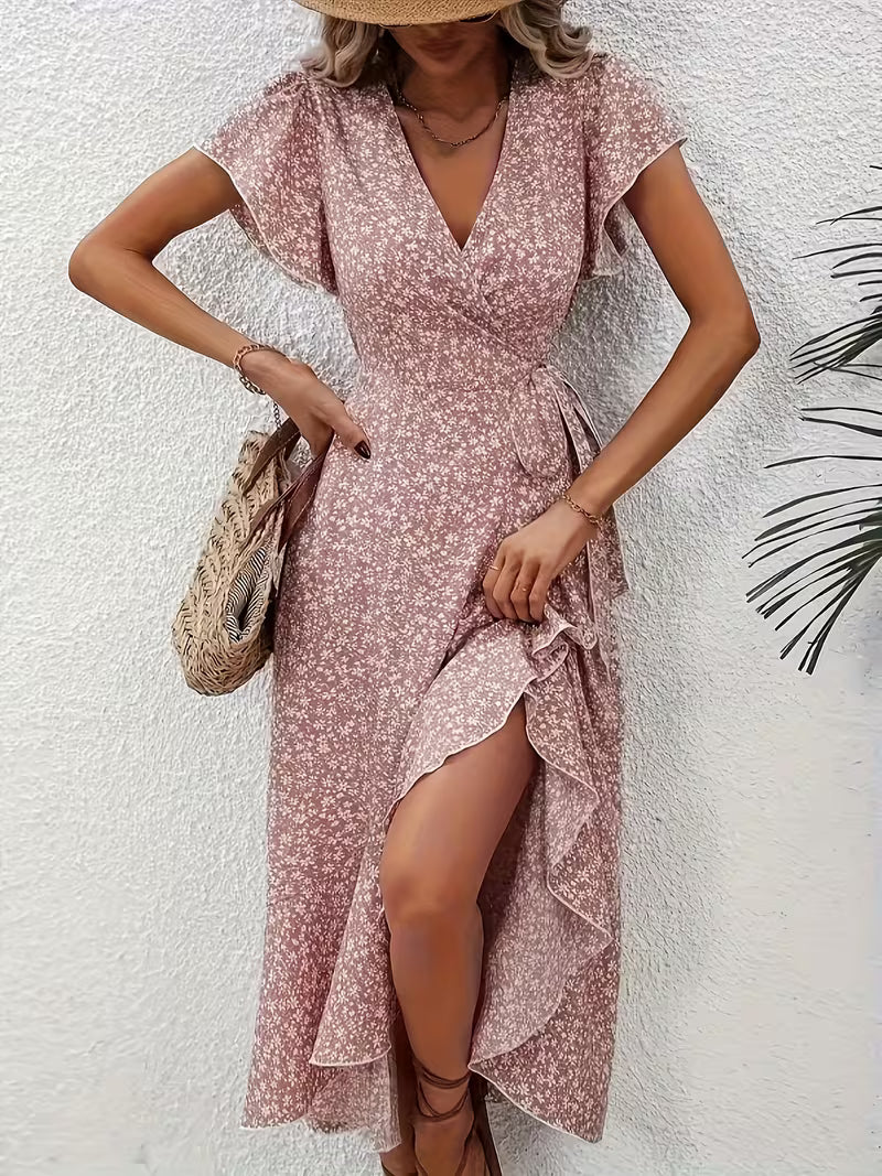 Marta | Vestido floral cruzado con escote en V