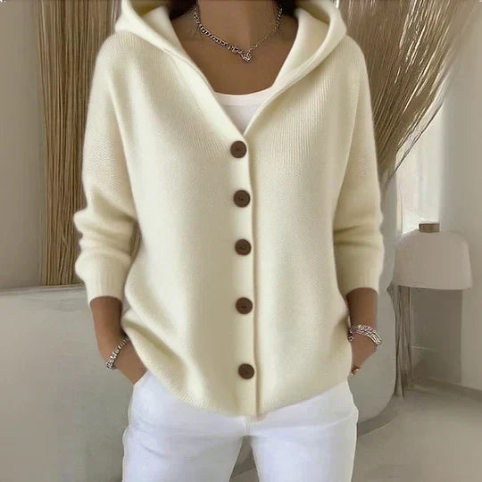 Sylvie™ | Cardigan lavorato a maglia con cappuccio e bottoni
