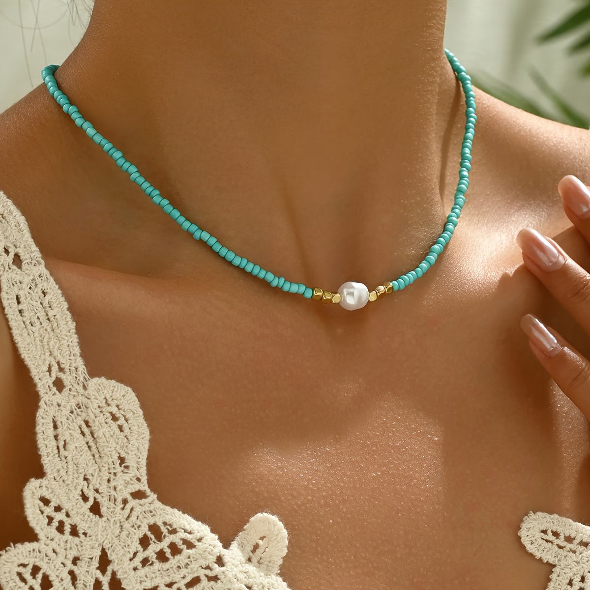 Rosa | Parure di collana con perle