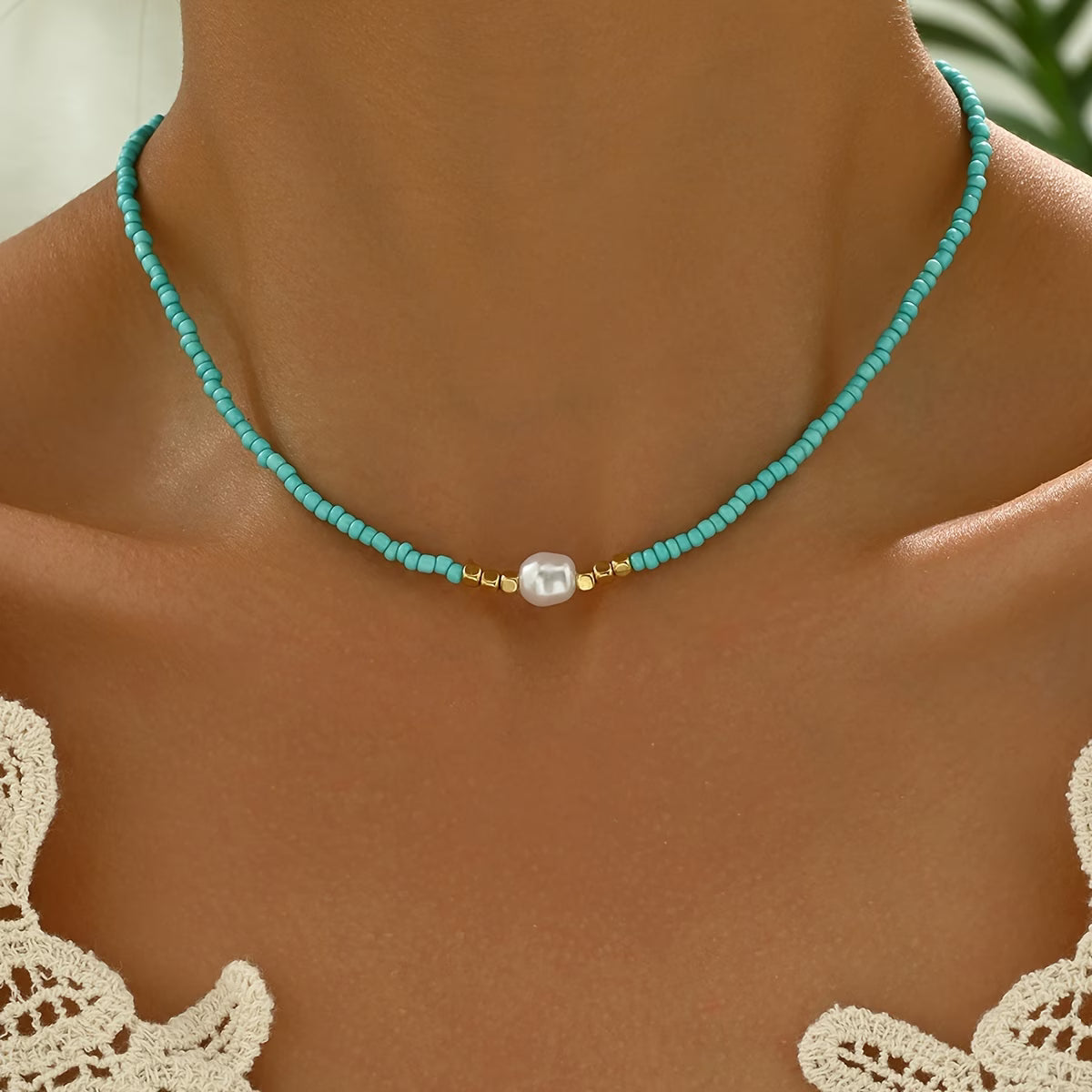 Rosa | Parure di collana con perle