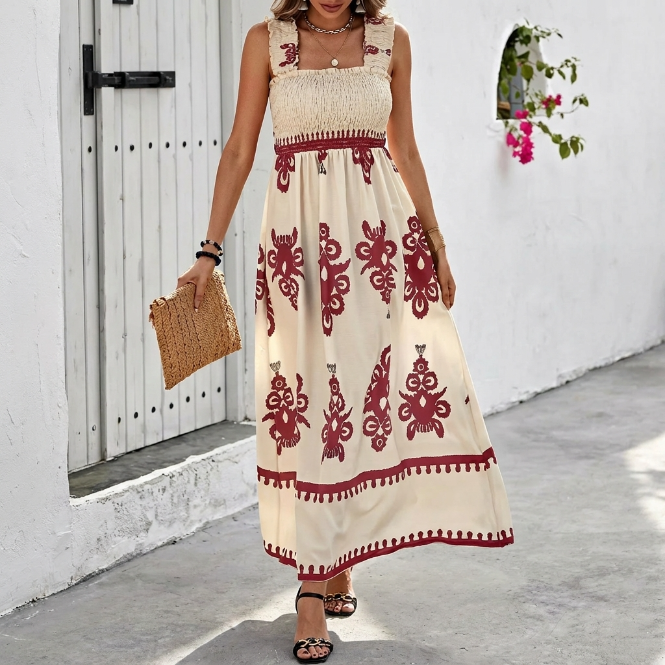 Alba | Vestido maxi bohemio con escote cuadrado