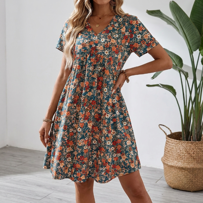 Bea | Vestido de verano floral con escote en V