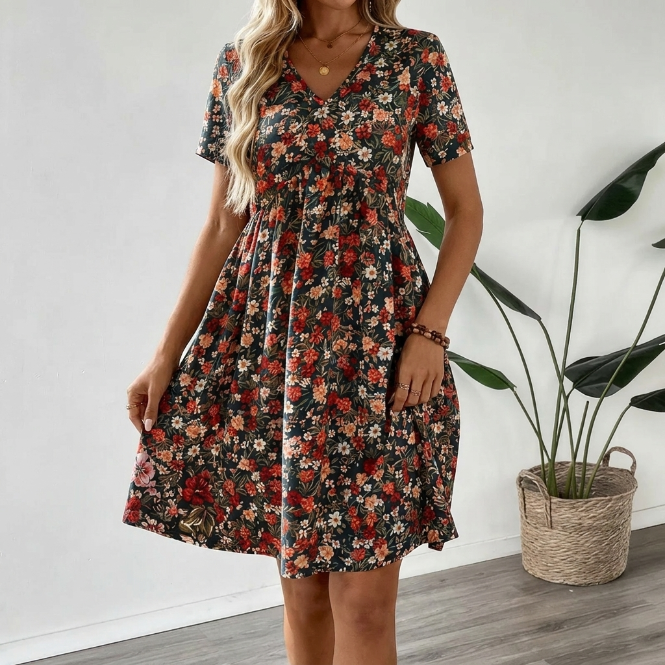 Bea | Vestido de verano floral con escote en V