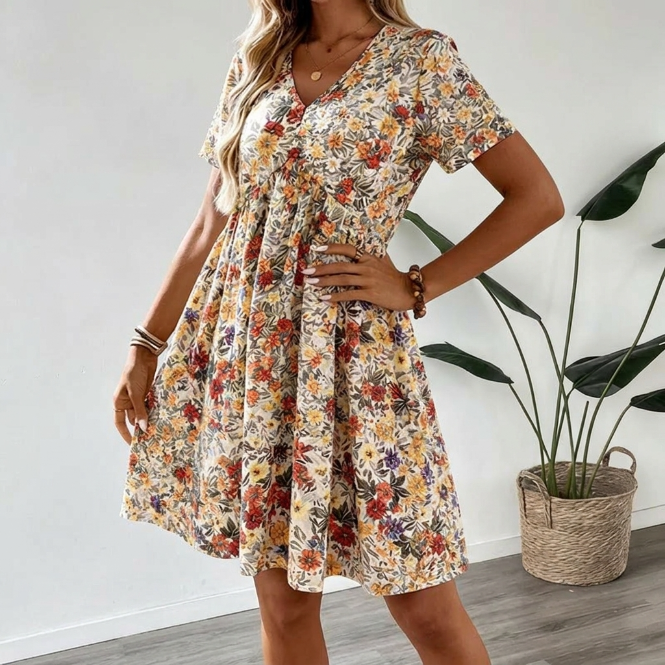 Bea | Vestido de verano floral con escote en V