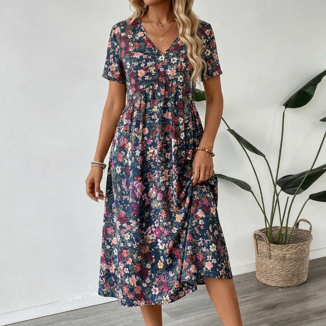 Bea | Vestido de verano floral con escote en V