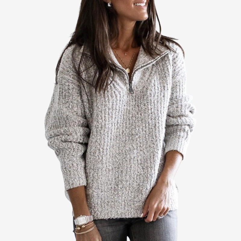 Maglione donna a coste, vestibilità ampia
