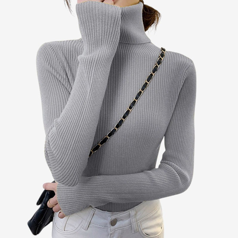 Bella – Maglione con maniche lunghe, collo alto e vestibilità slim