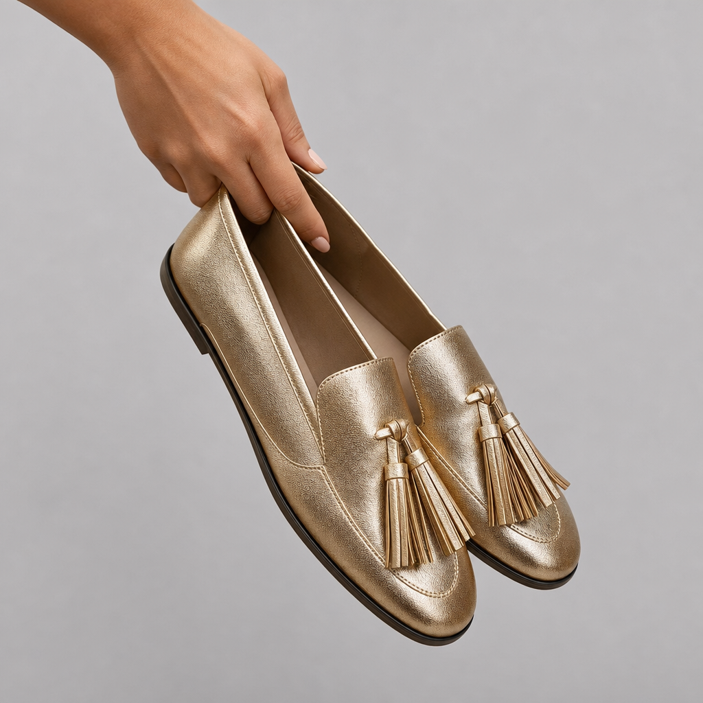 Donatella | Mocassino con Nappine Dorate