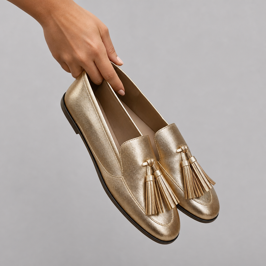 Donatella | Mocassino con Nappine Dorate