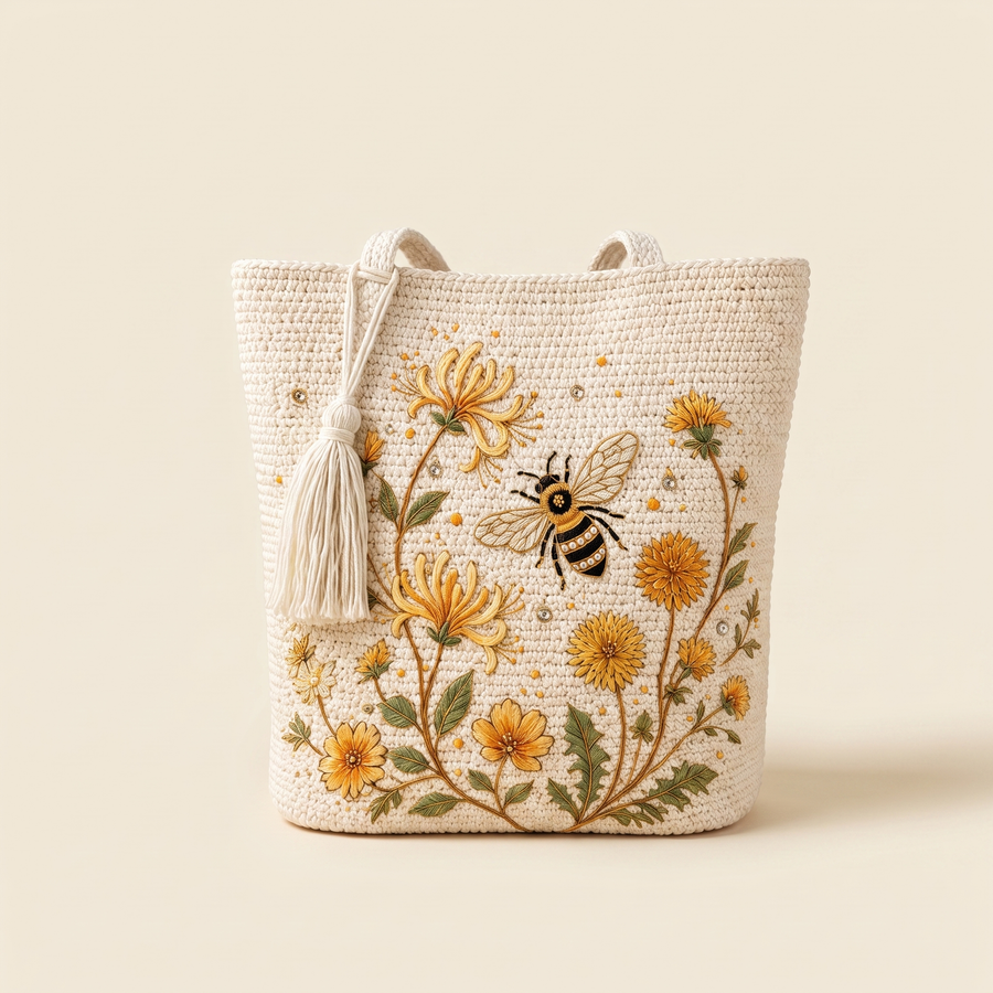 Viola | Borsa tote ricamata