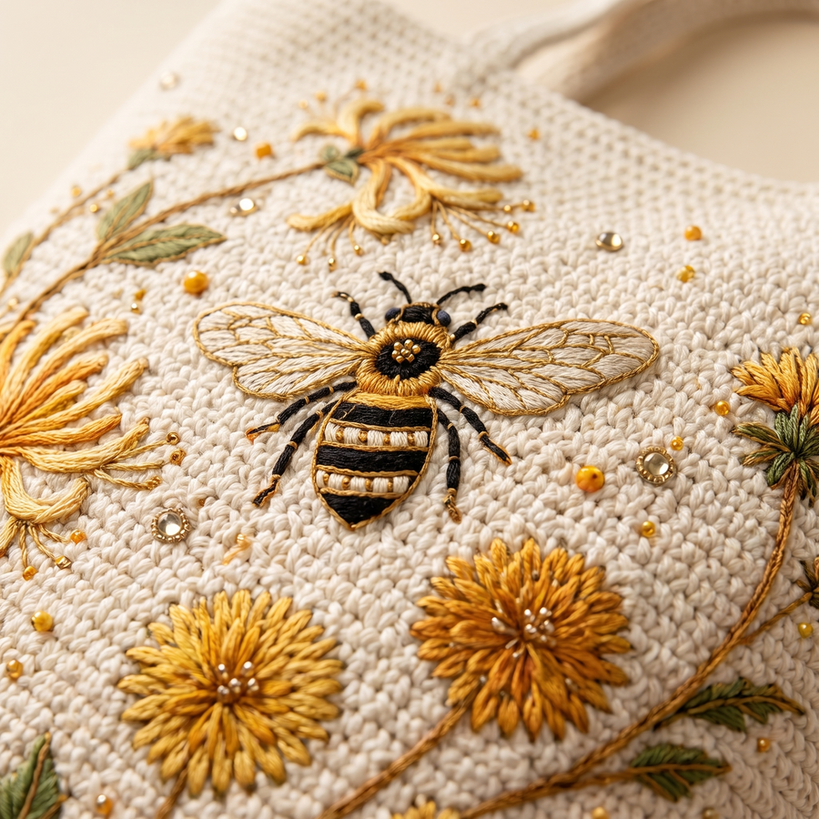 Viola | Borsa tote ricamata