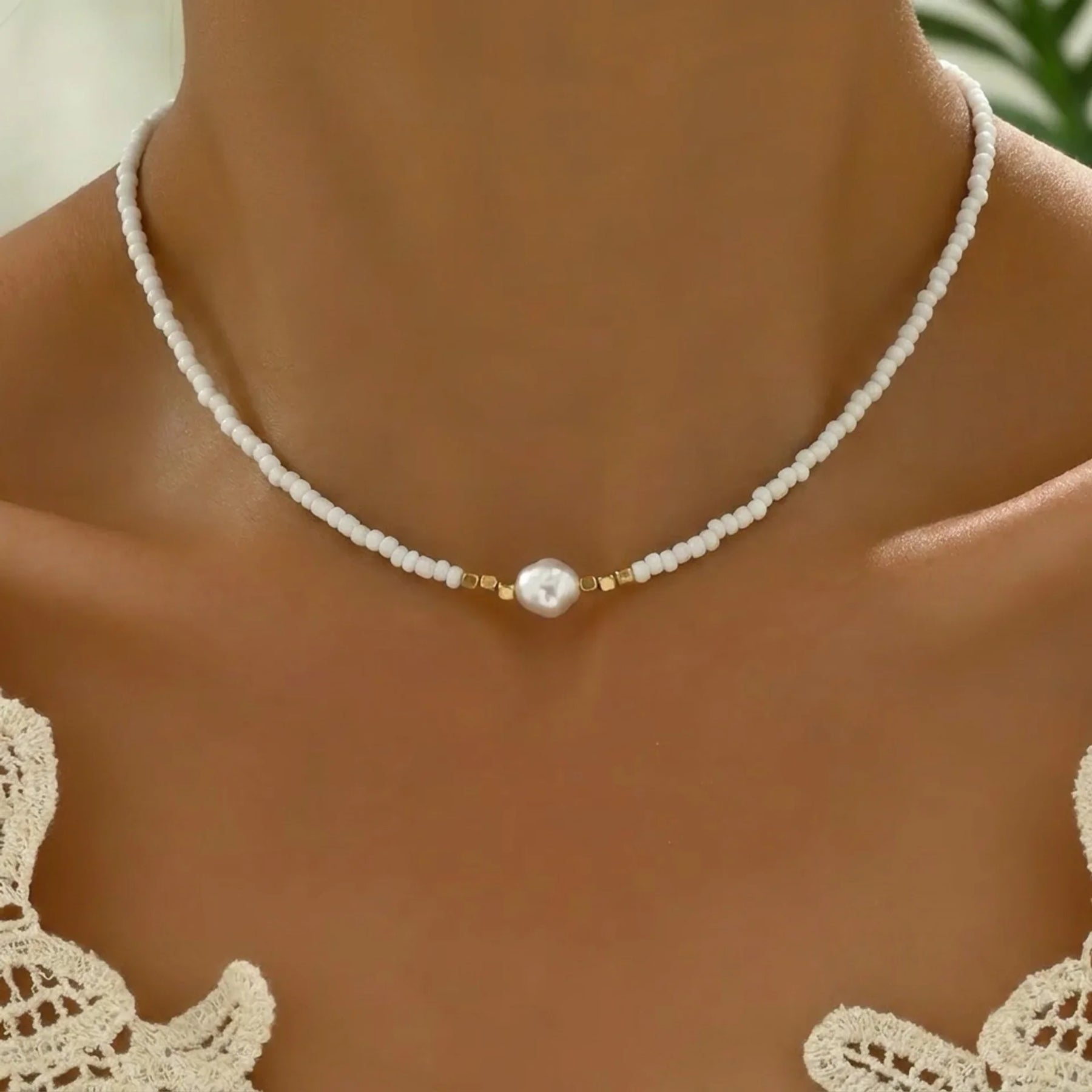 Rosa | Parure di collana con perle