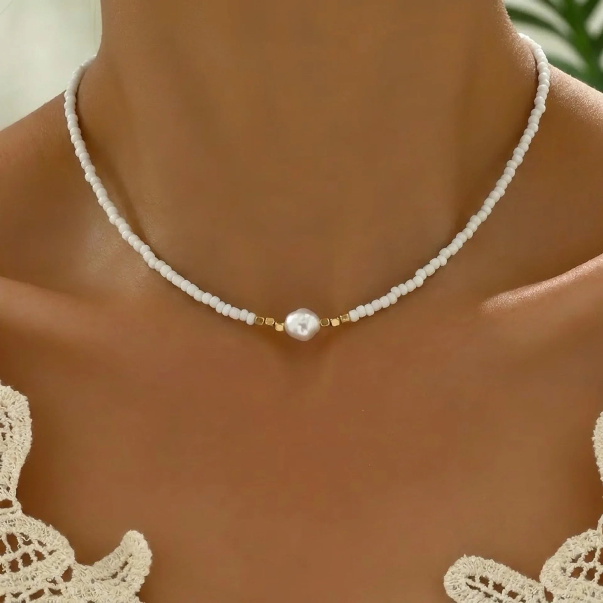 Rosa | Parure di collana con perle
