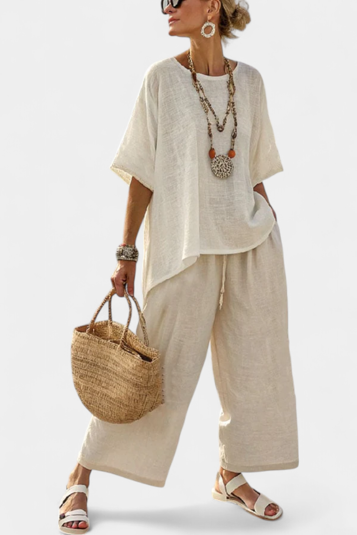 Drevon | blusa minimal e pantaloni a gamba larga
