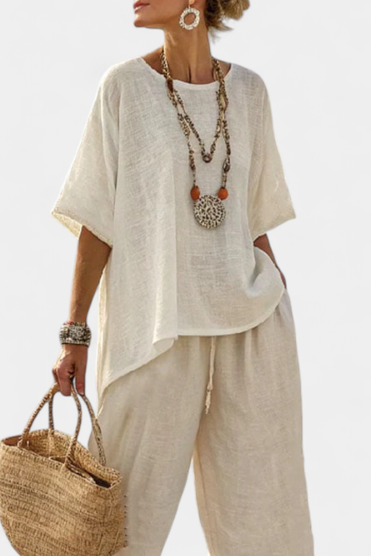 Drevon | blusa minimal e pantaloni a gamba larga
