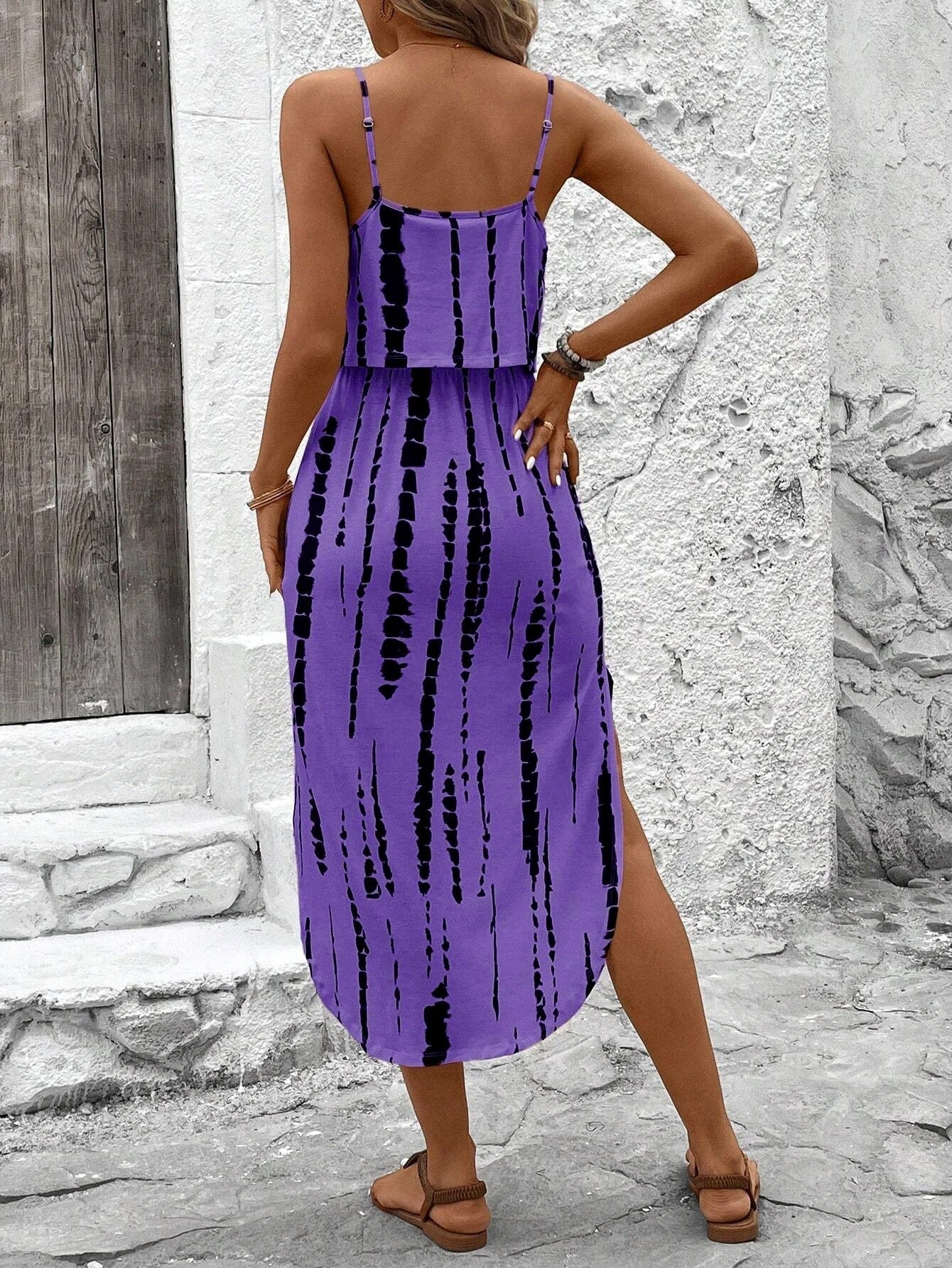 Luna | Vestido midi estampado con tirantes finos