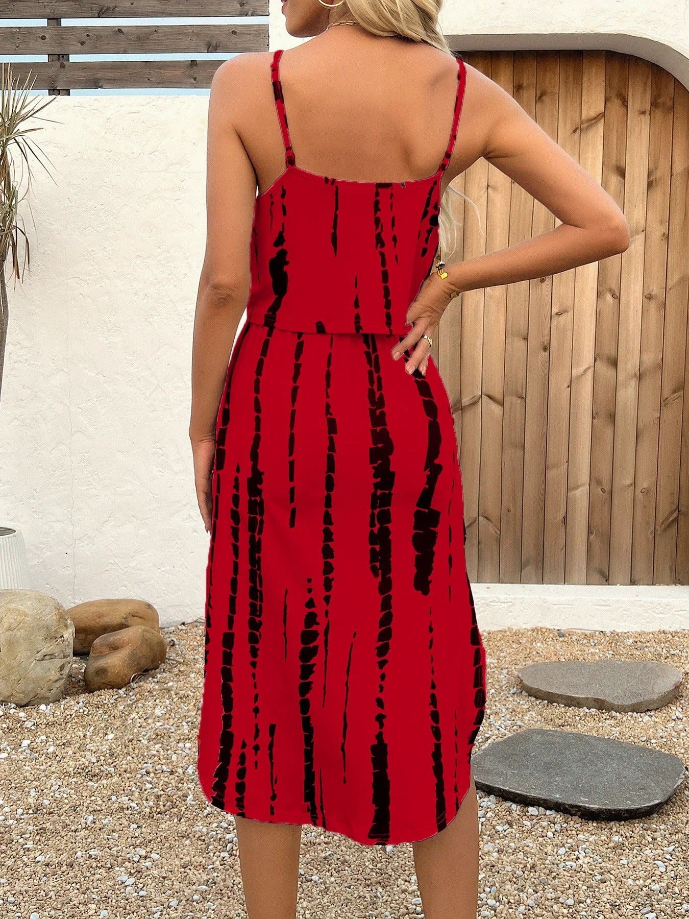 Luna | Vestido midi estampado con tirantes finos