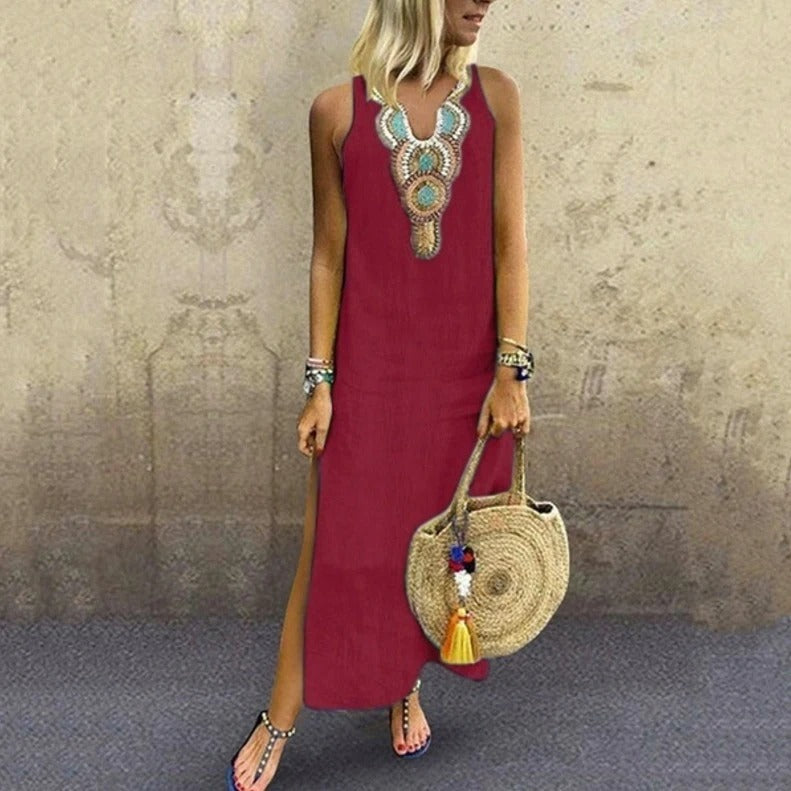 Nerea | Vestido maxi bohemio con escote en V