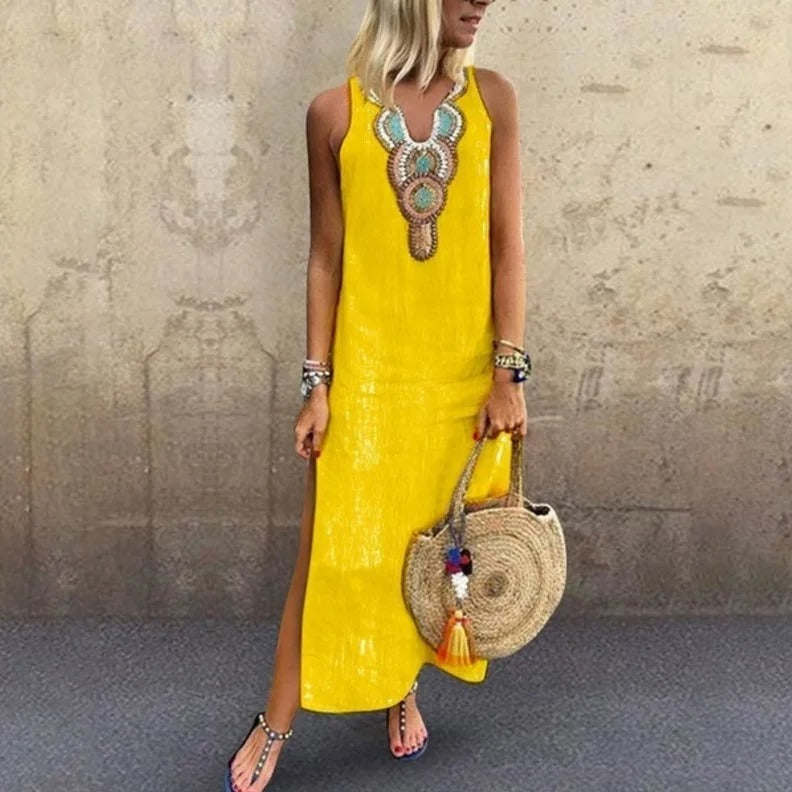 Nerea | Vestido maxi bohemio con escote en V
