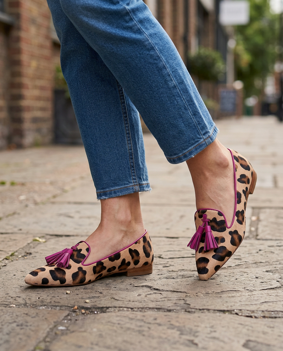 Giustina | Mocassino Leopardo con Nappine