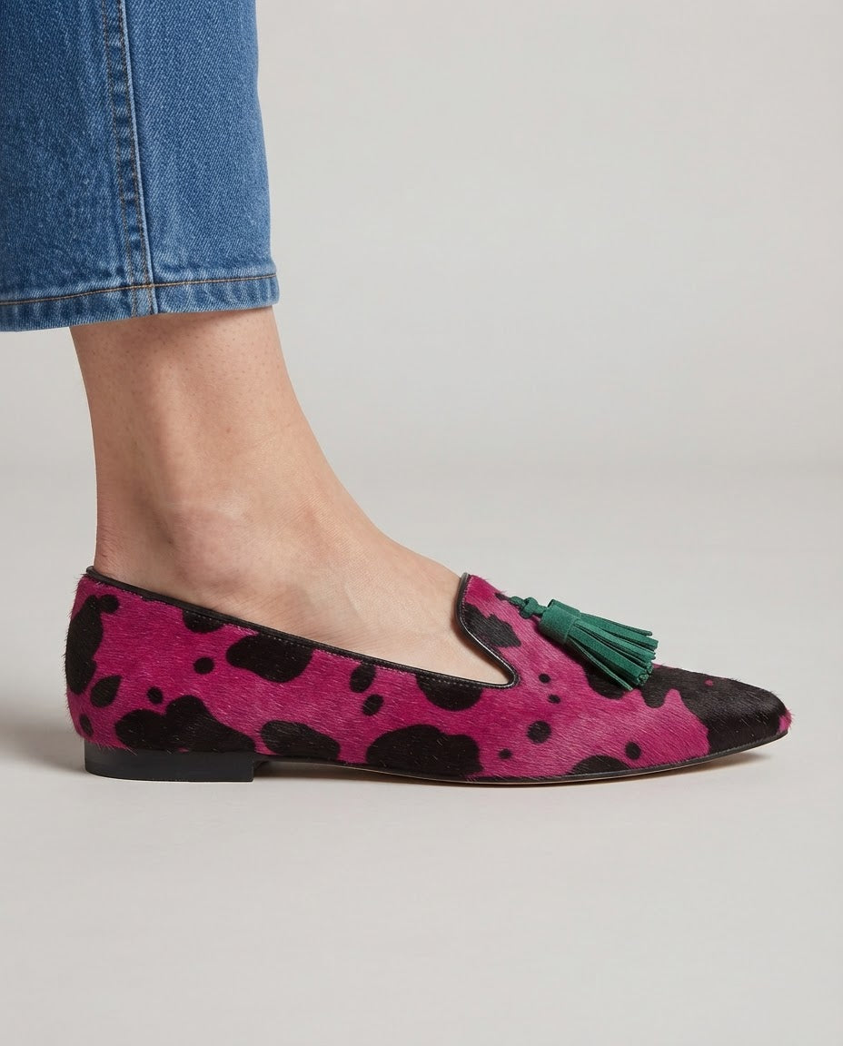 Colomba | Mocassino Mucca Fucsia con Nappine