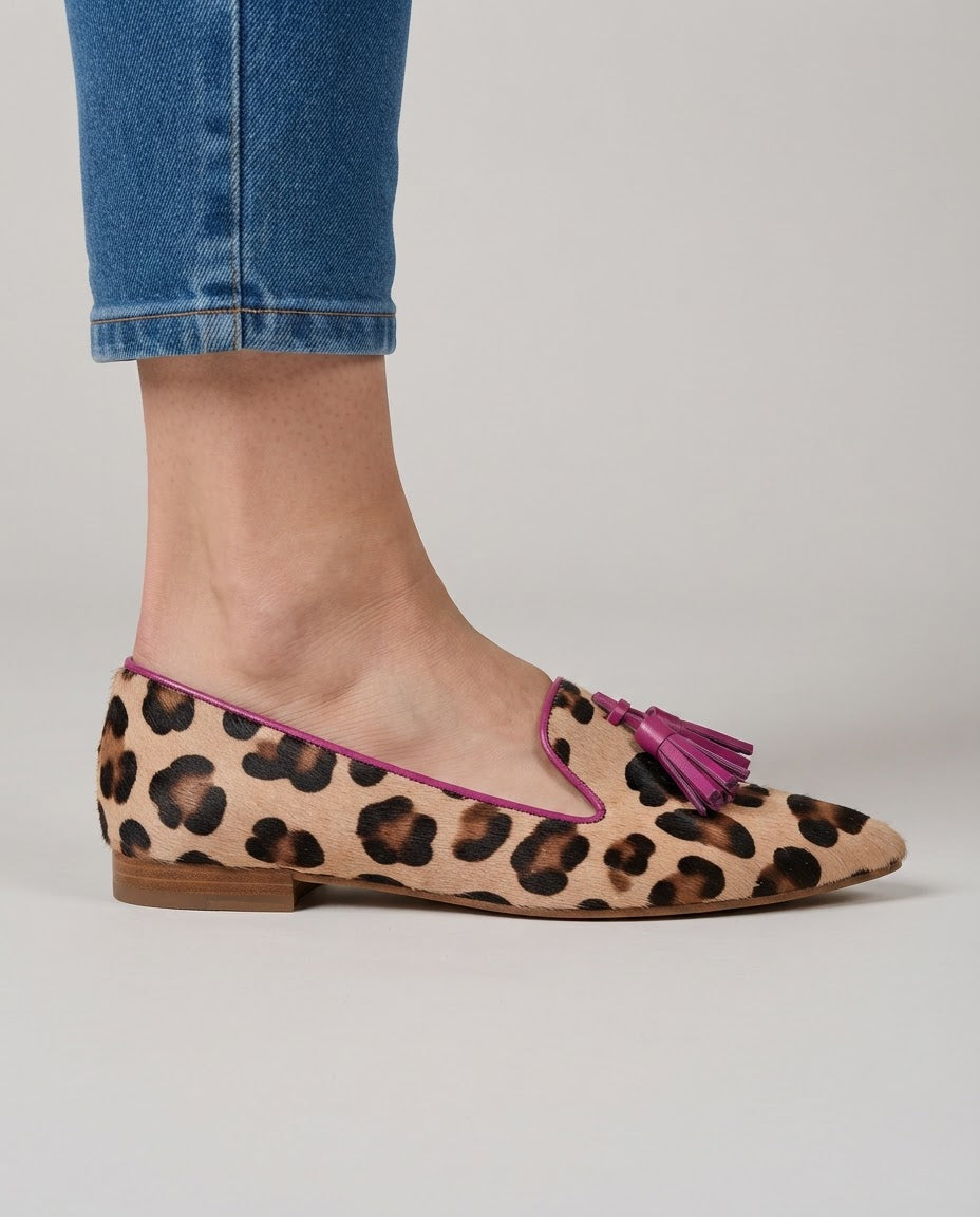Giustina | Mocassino Leopardo con Nappine