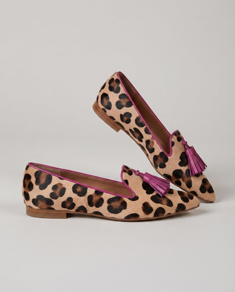Giustina | Mocassino Leopardo con Nappine
