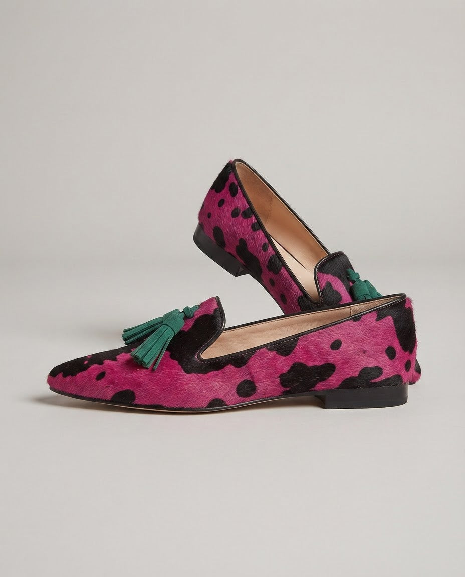 Colomba | Mocassino Mucca Fucsia con Nappine