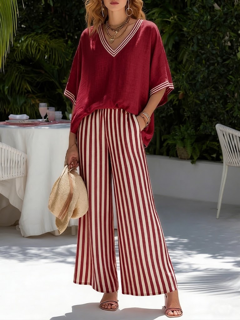 Amelia | Completo a Righe in Lino e Cotone
