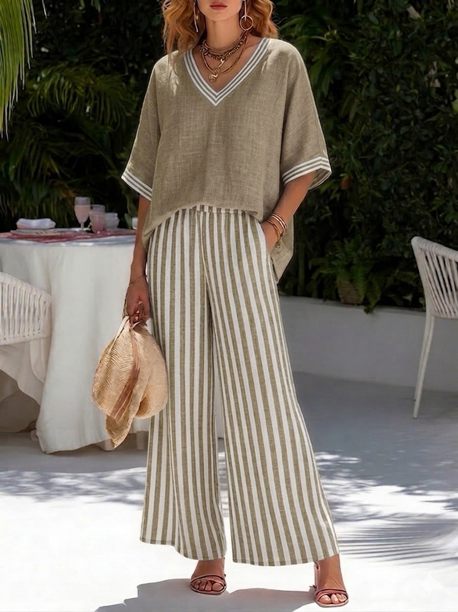 Amélia | completo a righe in lino e cotone